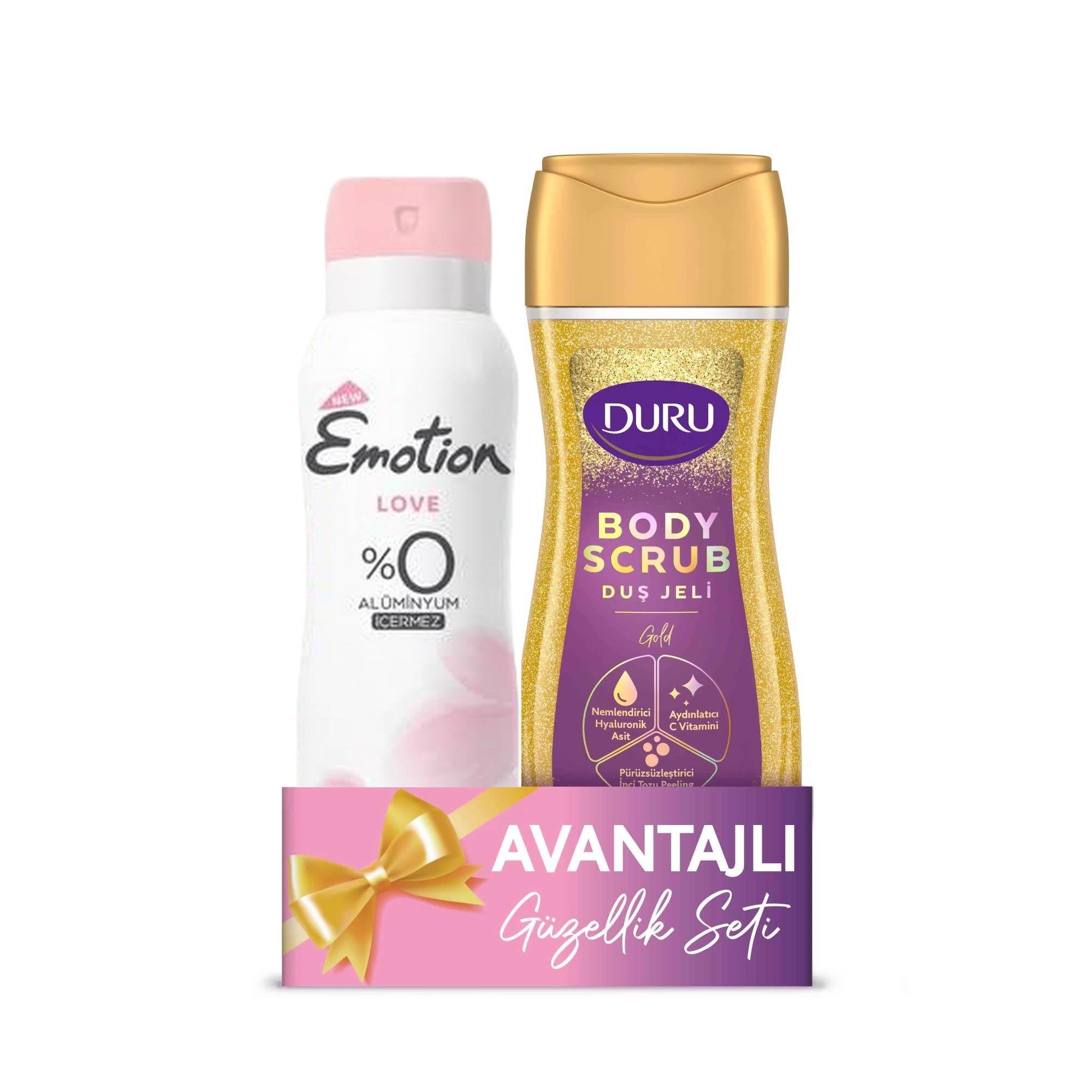 EMOTION DEO LOVE 150 ML +DUS JELİ 250MLBODY SCRUB