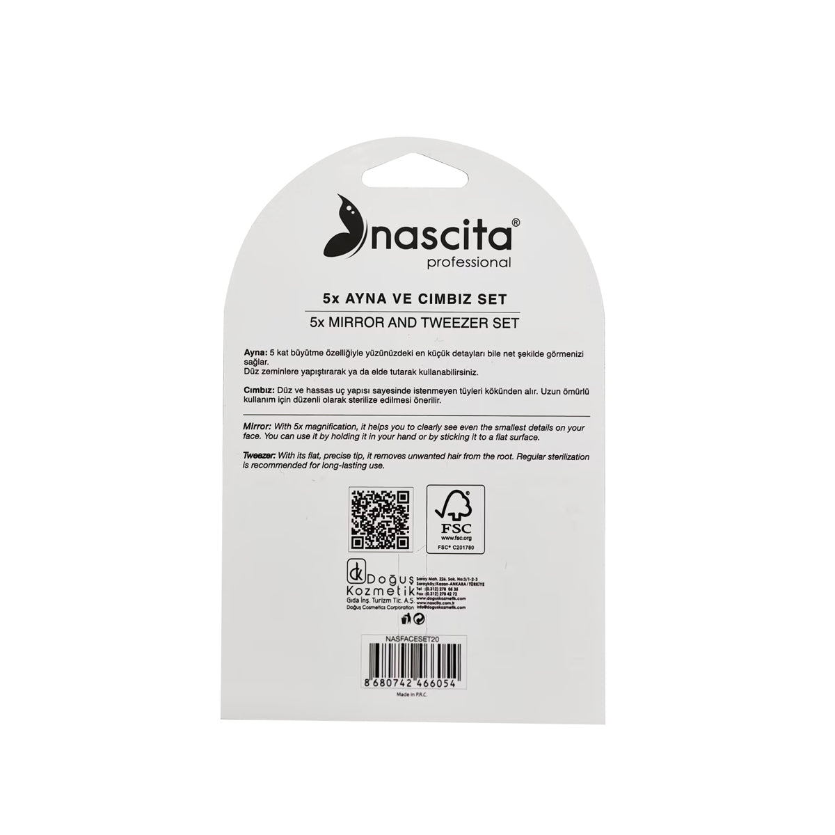 Nascita Professional 5x Vakumlu Ayna ve Cımbız Seti NASFACESET20