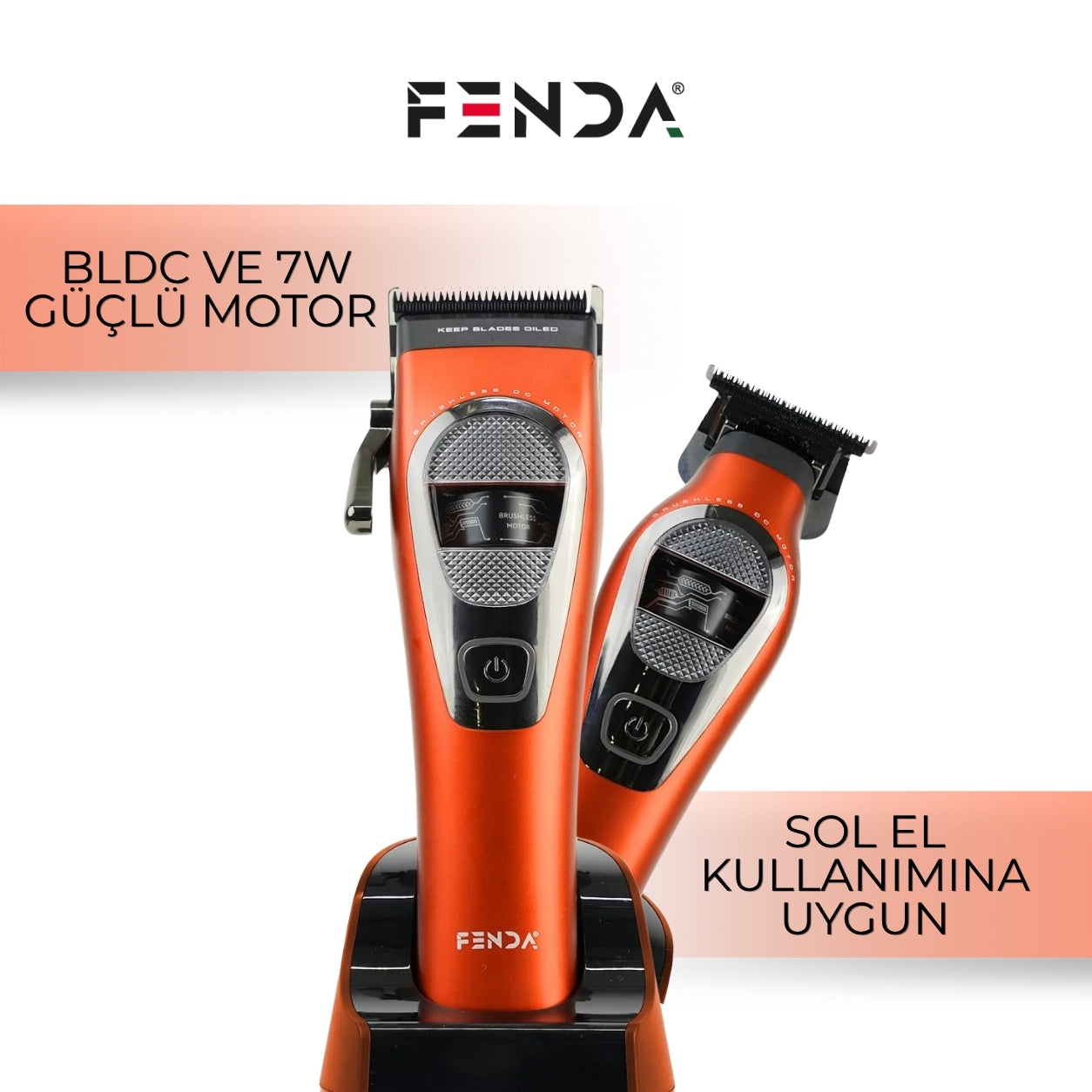 Fenda Saç ve Sakal Kesme Makinesi Seti Turuncu FNDSACKSSET012