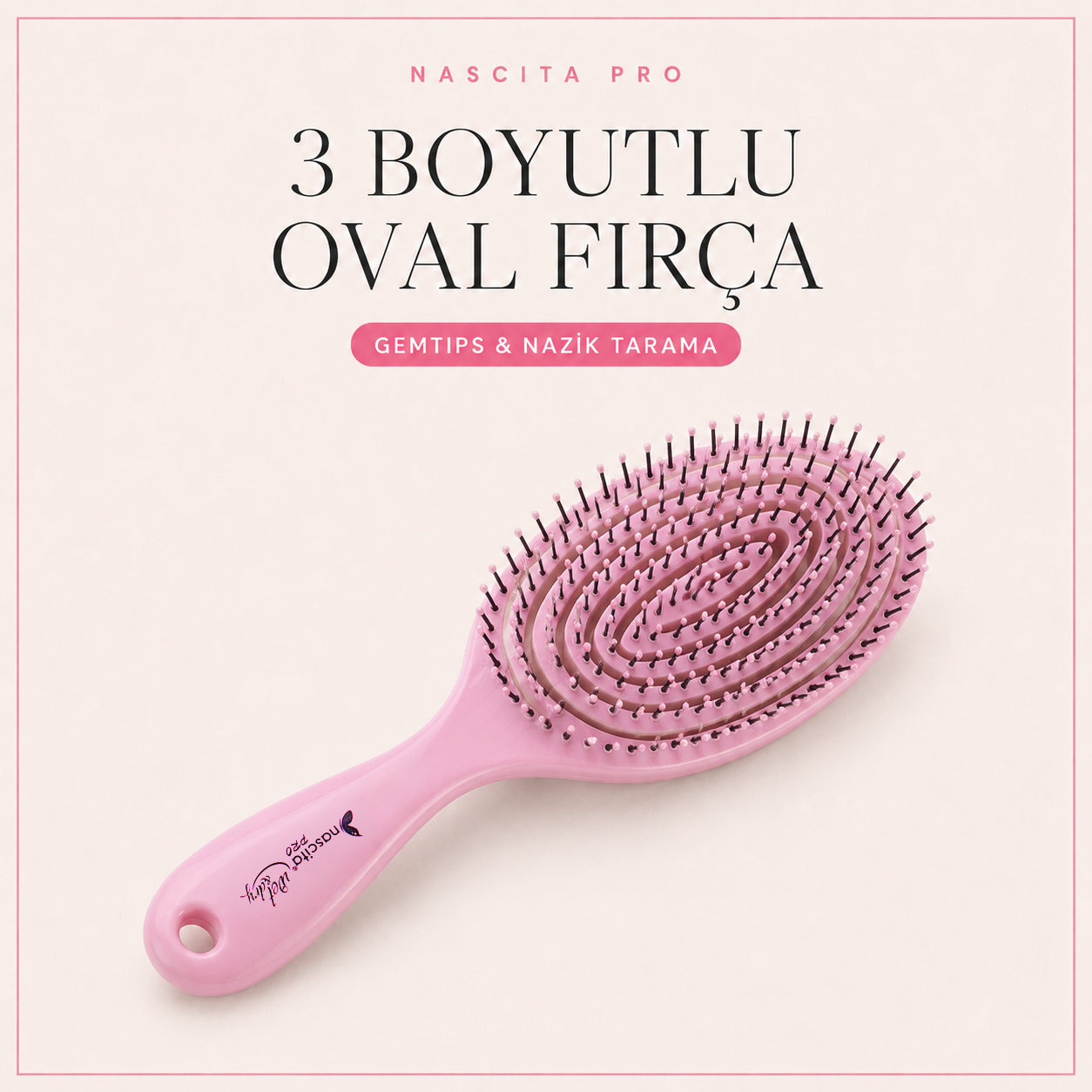 Nascita Pro Üç Boyutlu Oval Saç Açma ve Tarama Fırçası Pembe NASFPRO00003PN
