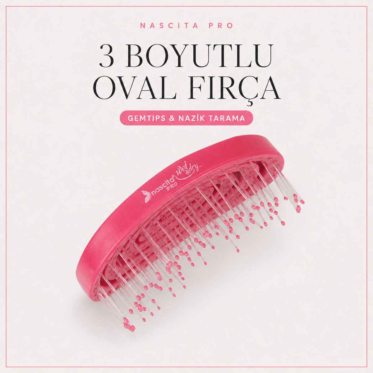 Nascita Pro Üç Boyutlu Oval Saç Açma ve Tarama Fırçası Pembe NASFPRO00031PN