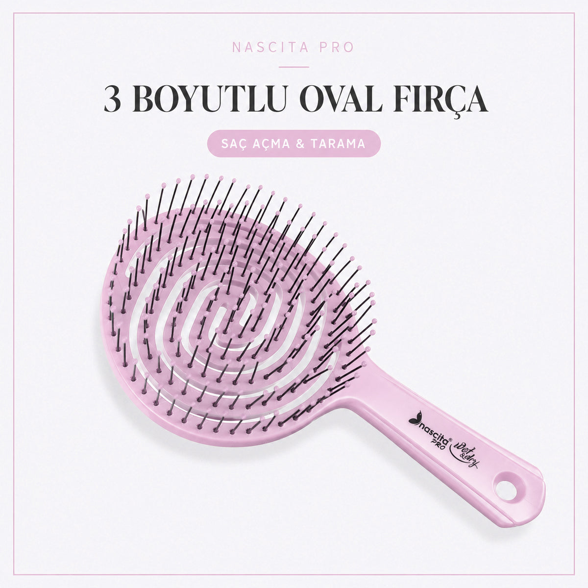 Nascita Pro 3D Flexi Kontrol Saç Açma ve Tarama Fırçası Pembe NASFPRO00040