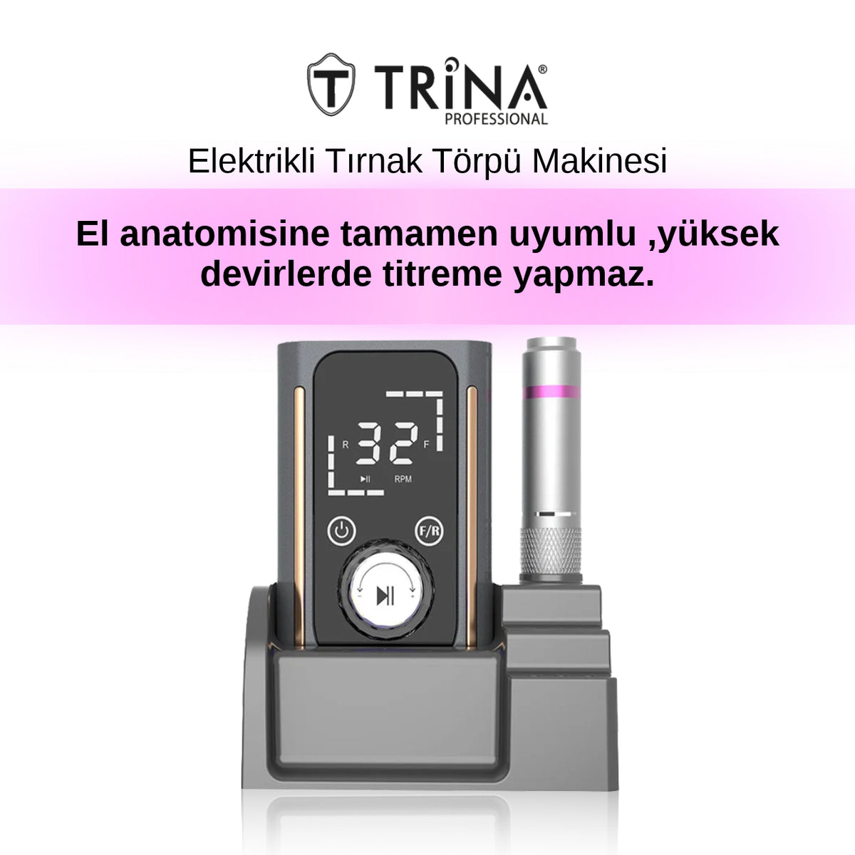 Trina Elektrikli Tırnak Törpü Makinesi Siyah TRNNAILDRILL09