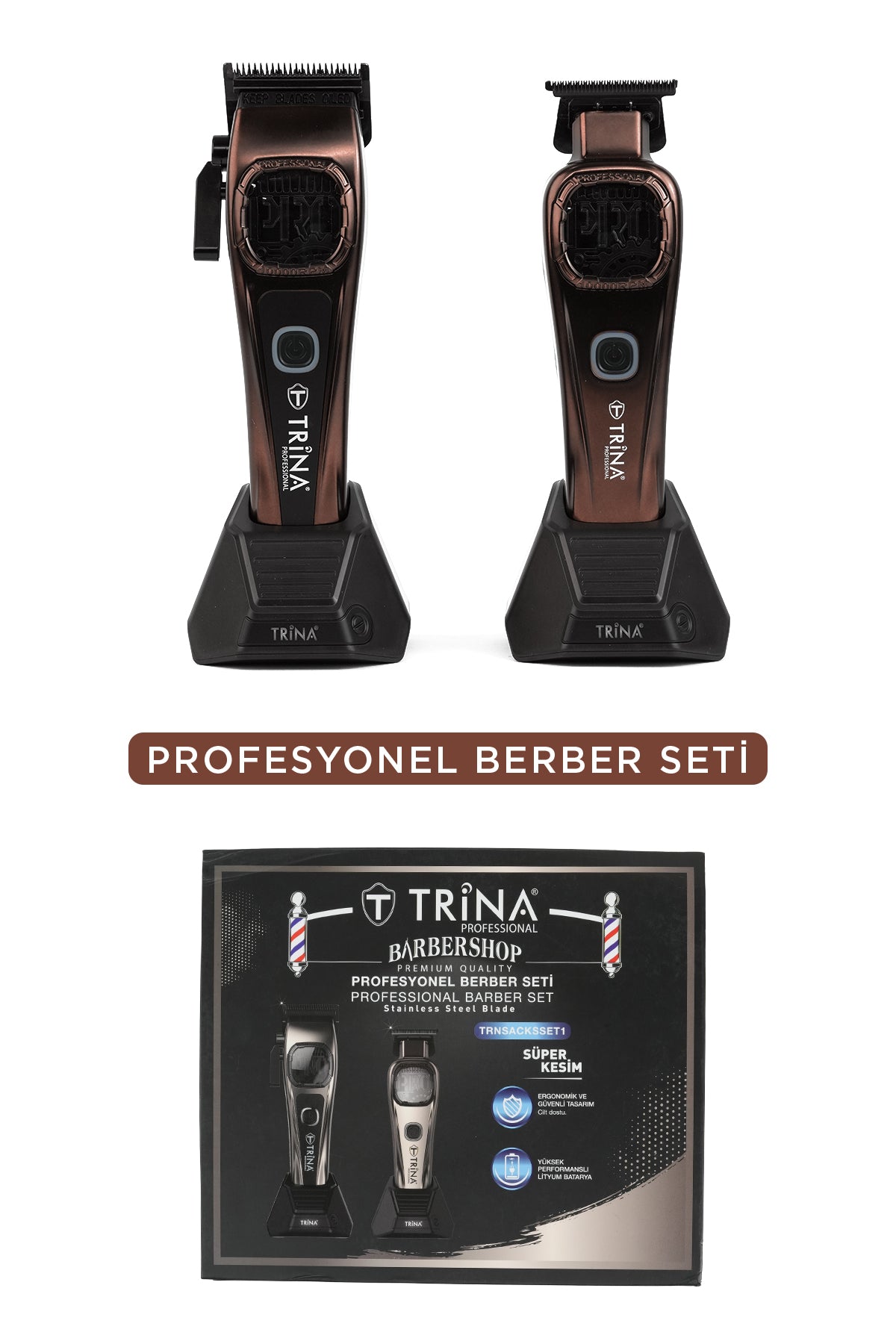 Trina Profesyonel Saç ve Sakal Kesme Makinesi Seti TRNSACKSSET001