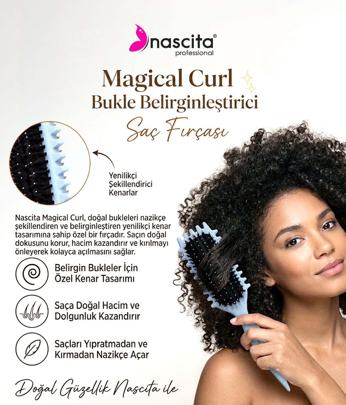Nascita Magical Curl Bukle Belirginleştirici Saç Fırçası NASFPRO00054