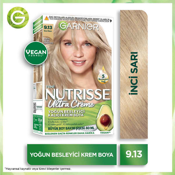 Garnier Nutrisse Yoğun Besleyici Kalıcı Krem Saç Boyası 9.13 İnci Sarı