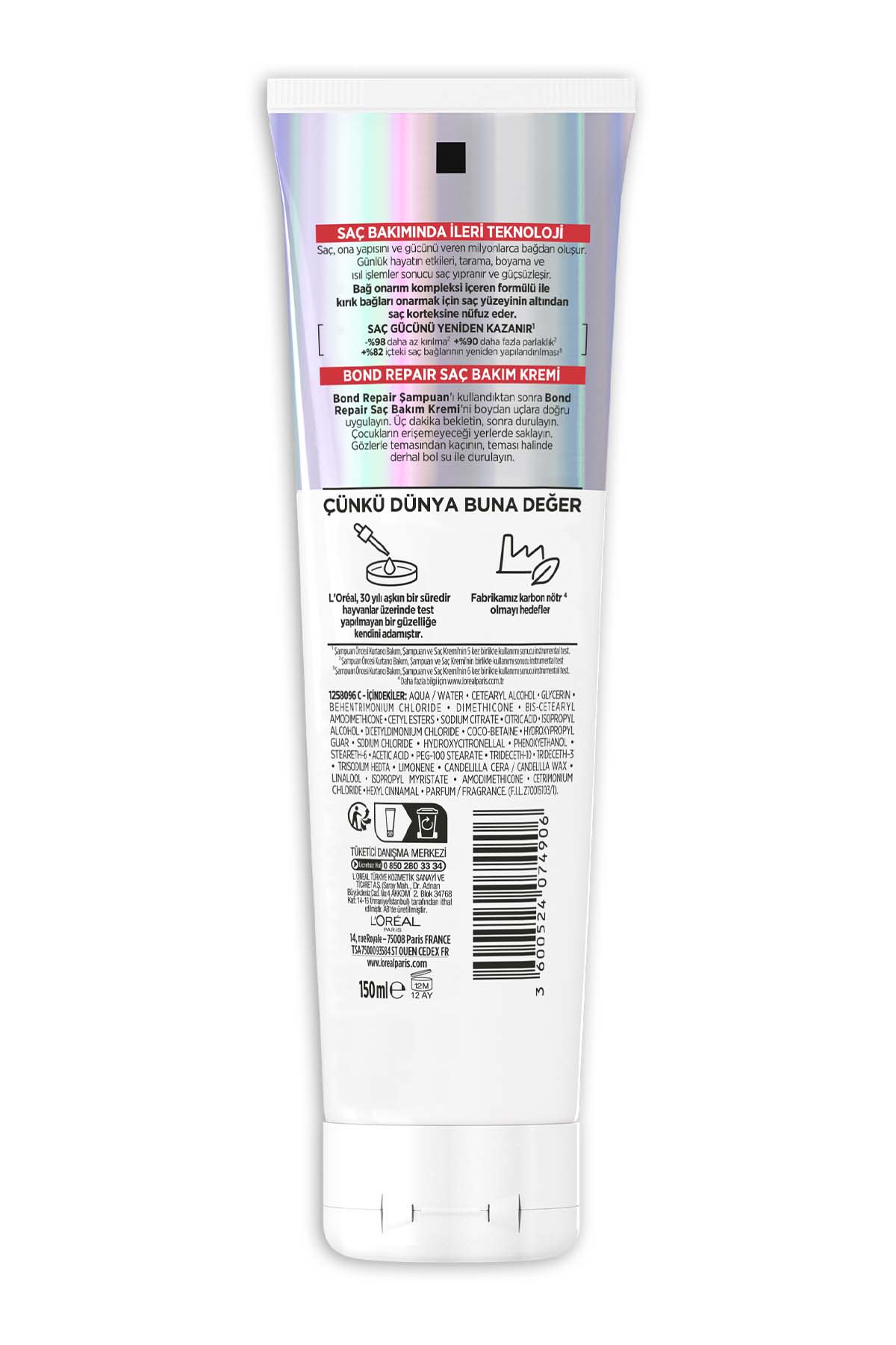 Bond Repair Tüm Yıpranmalar İçin Saç Bağlarını Onarıcı Bakım Kremi 150 ml