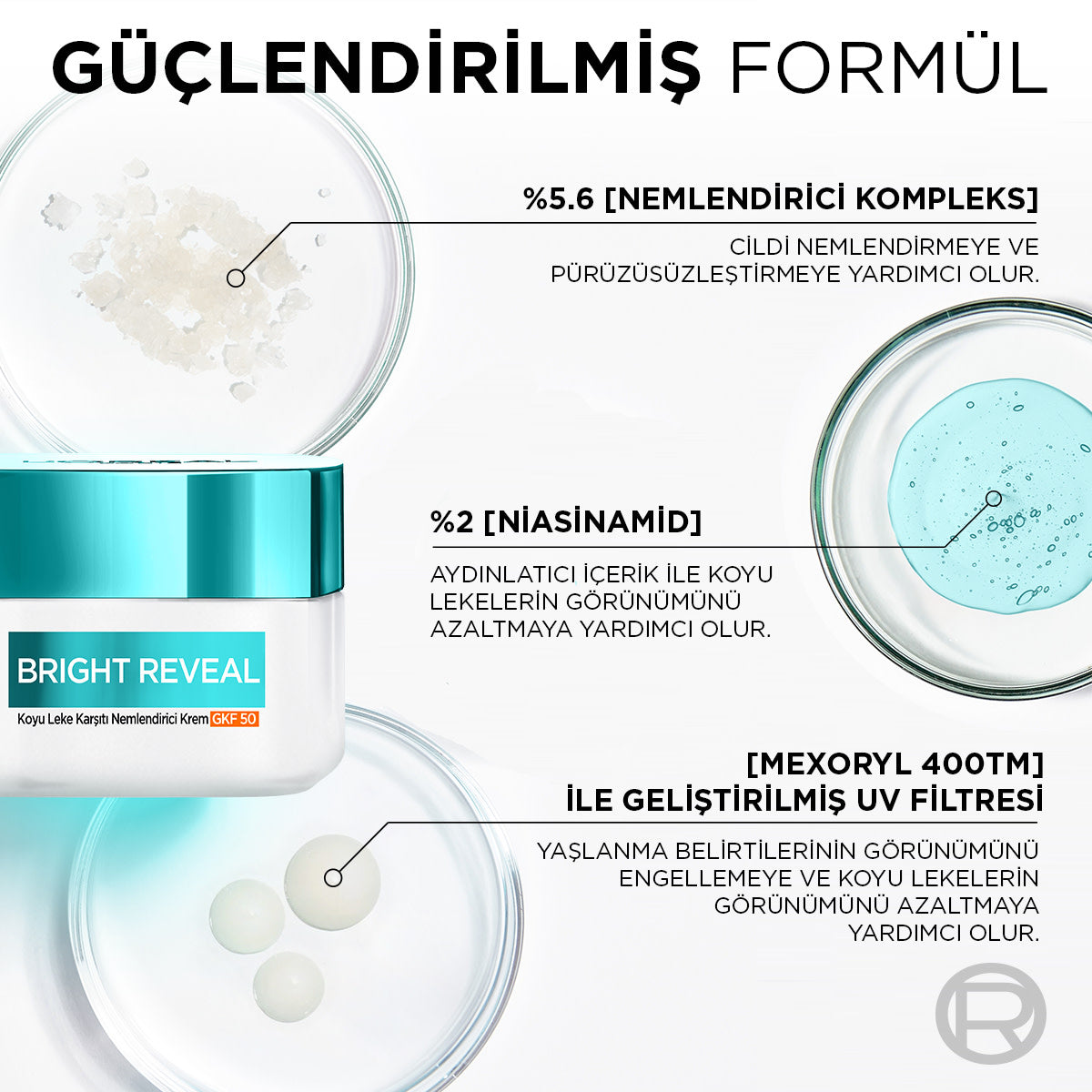 Bright Reveal Koyu Leke Karşıtı, Cilt Tonu Eşitleyici Spf50 Nemlendirici Krem Niasinamid 50ml