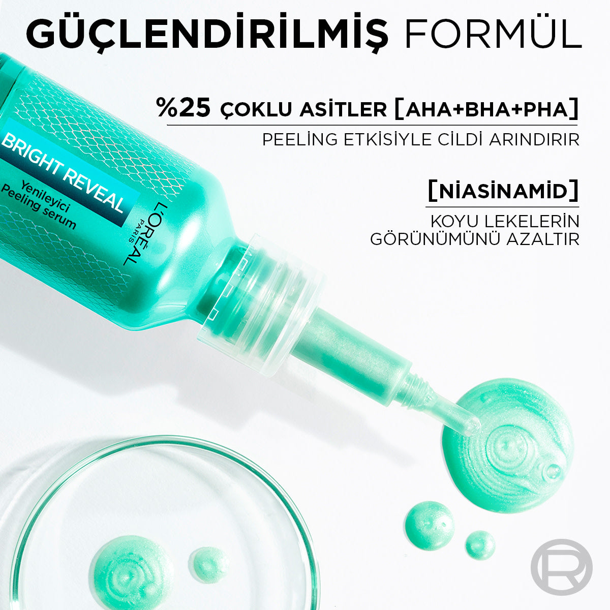 Bright Reveal Koyu Lekelere Karşı Hızlı Etkili Yenileyici Peeling Serum 25% [AHA + BHA + PHA] 25ml
