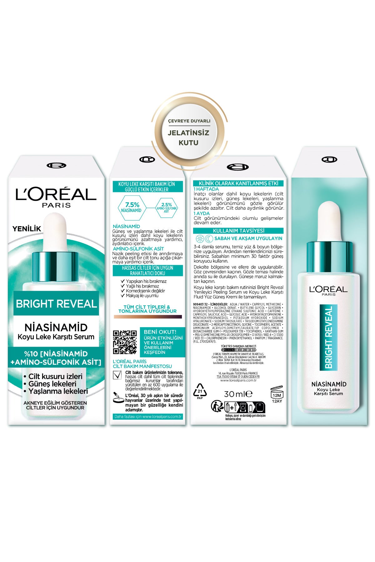 Bright Reveal Sivilce, Güneş, Yaşlanma Lekelerinde Etkili Koyu Leke Karşıtı Serum 10%Niasinamid 30ml