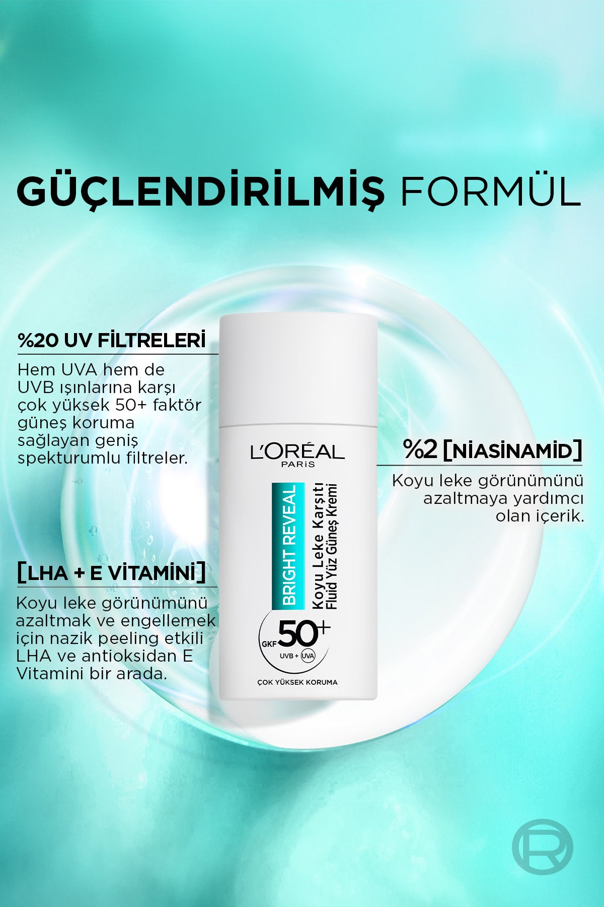 Bright Reveal Spf 50+ Koyu Leke Karşıtı Fluid Günlük Yüz Güneş Kremi 50ml