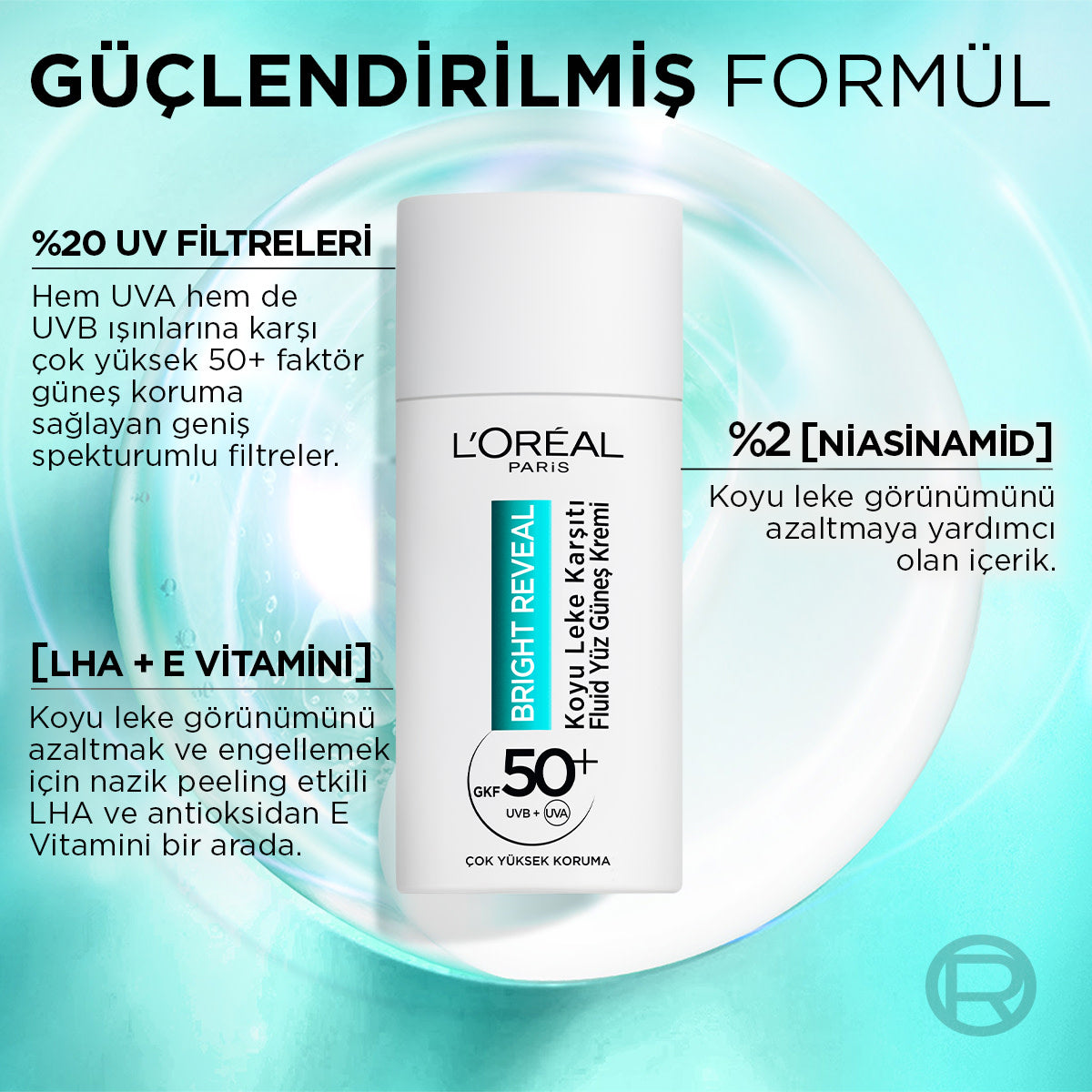 Bright Reveal Spf 50+ Koyu Leke Karşıtı Fluid Günlük Yüz Güneş Kremi 50ml