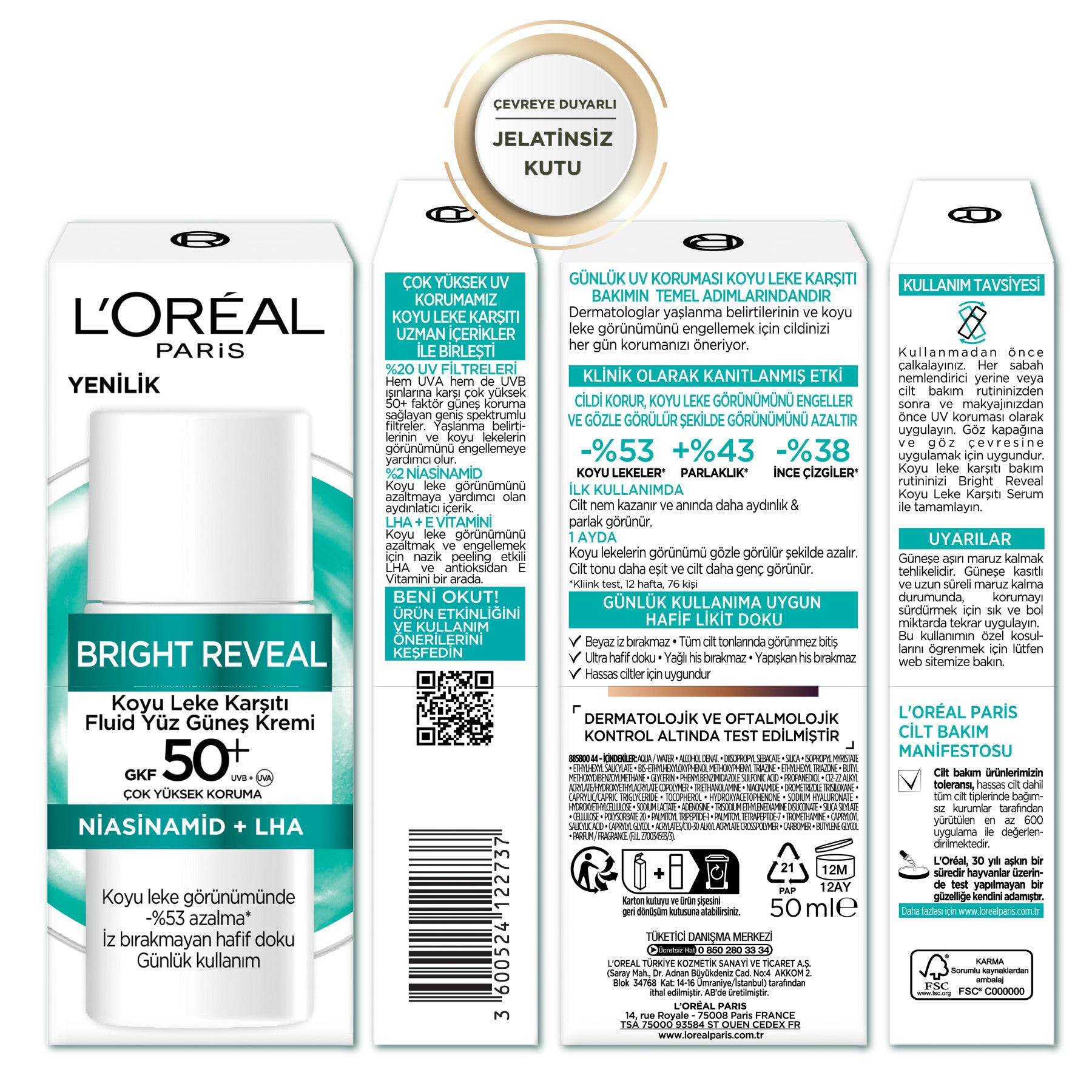 Bright Reveal Spf 50+ Koyu Leke Karşıtı Fluid Günlük Yüz Güneş Kremi 50ml