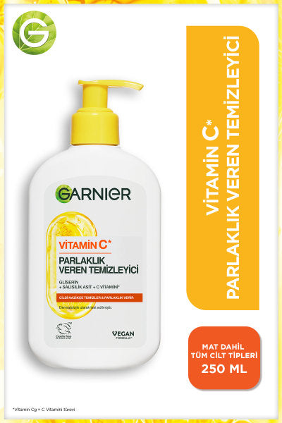 Garnier Vitamin C Parlaklık Veren Temizleyici (Gliserin + Salisilik Asit + C Vitamini) 250 ML