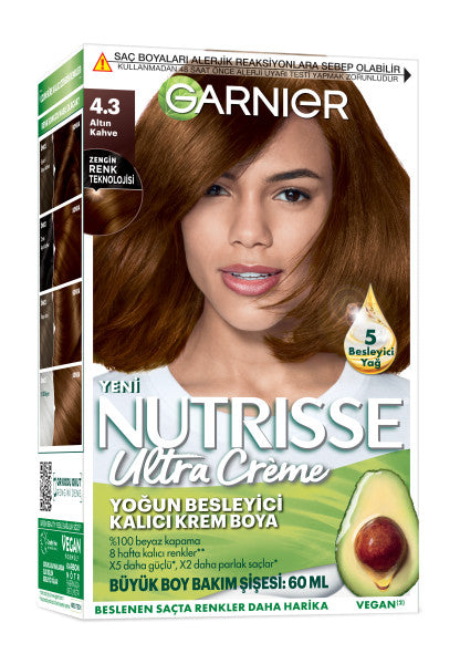 Garnier Nutrisse Yoğun Besleyici Kalıcı Krem Saç Boyası 4.3  Altın Kahve