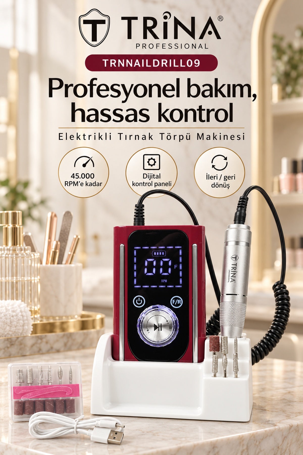 Elektrikli Tırnak Törpü Makinesi Kırmızı