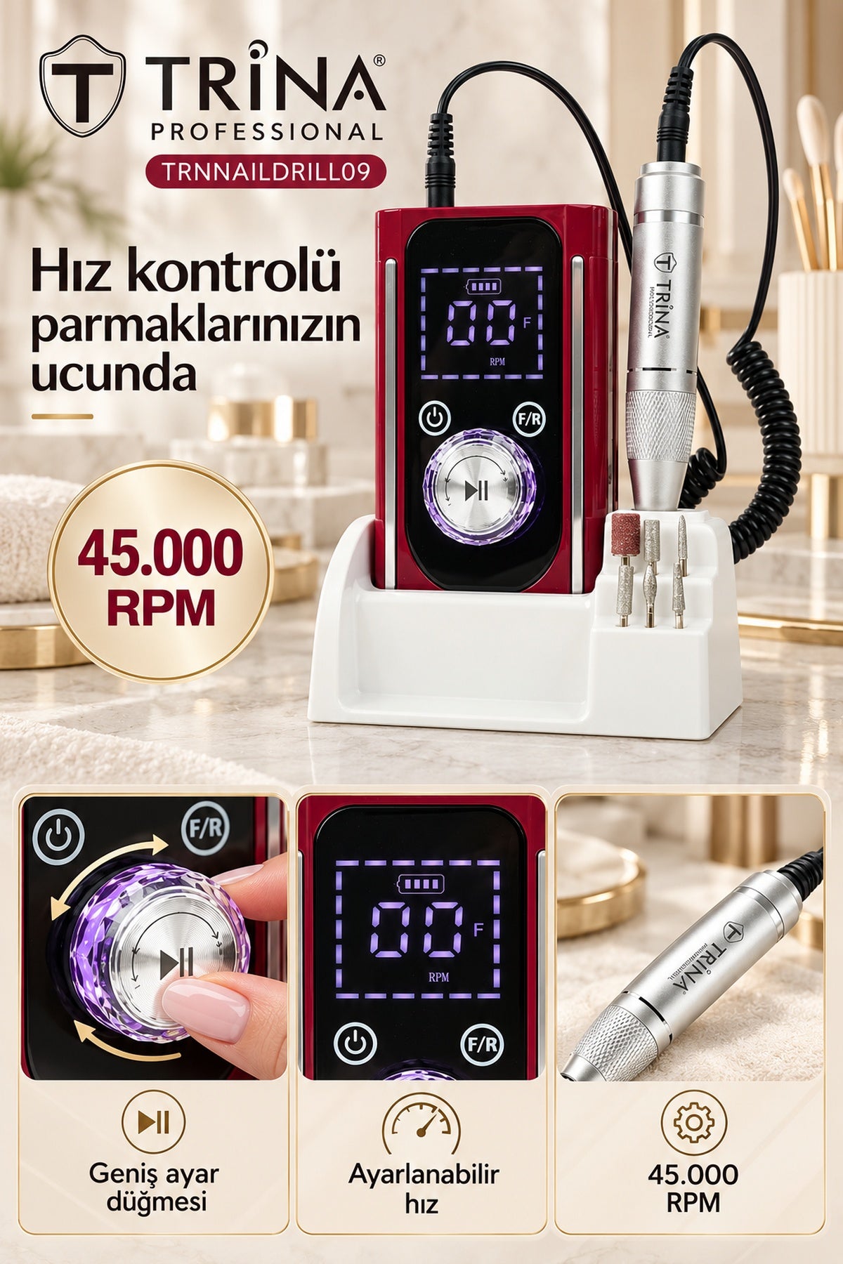 Elektrikli Tırnak Törpü Makinesi Kırmızı