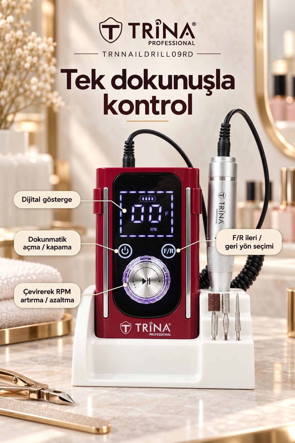 Elektrikli Tırnak Törpü Makinesi Kırmızı