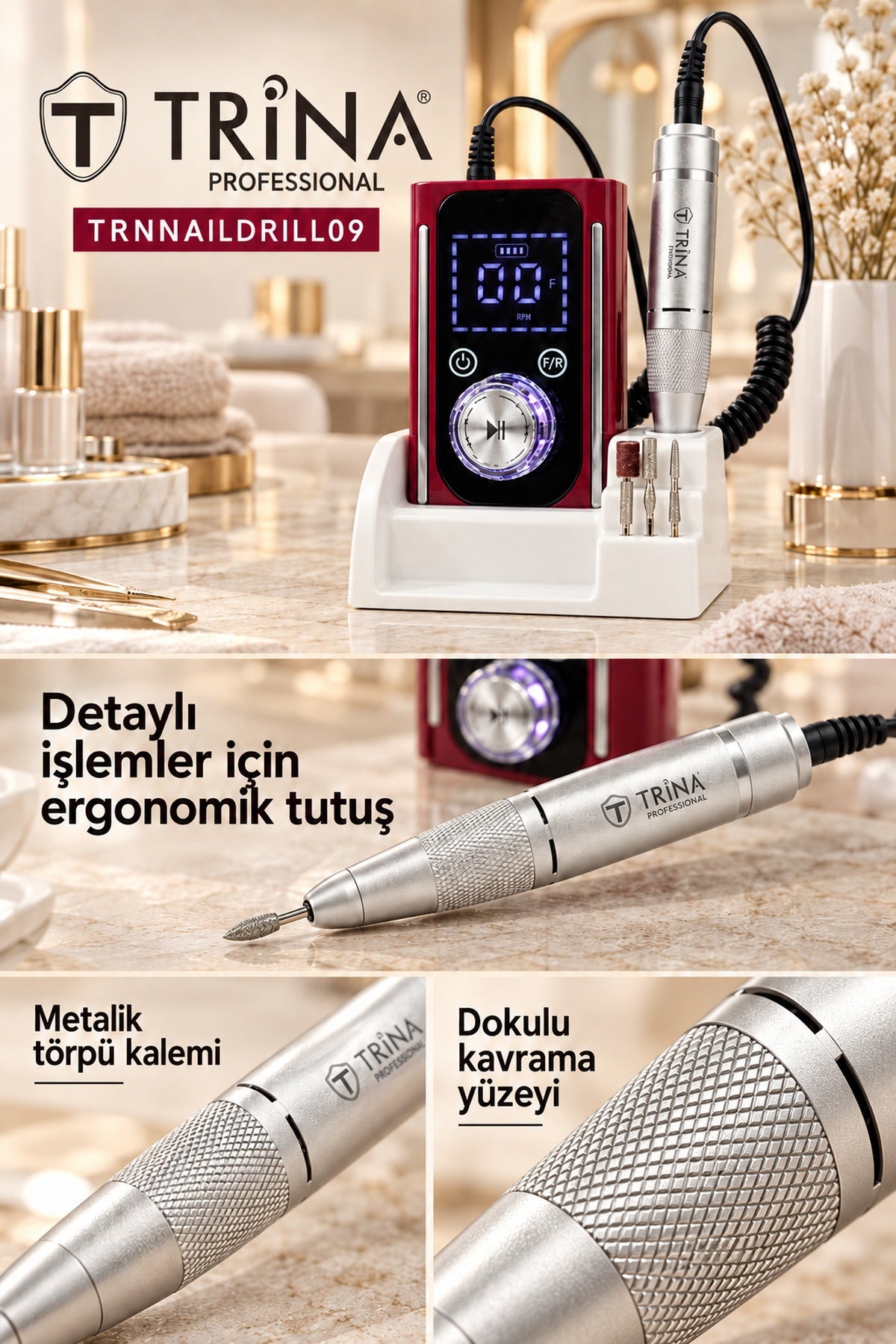 Elektrikli Tırnak Törpü Makinesi Kırmızı