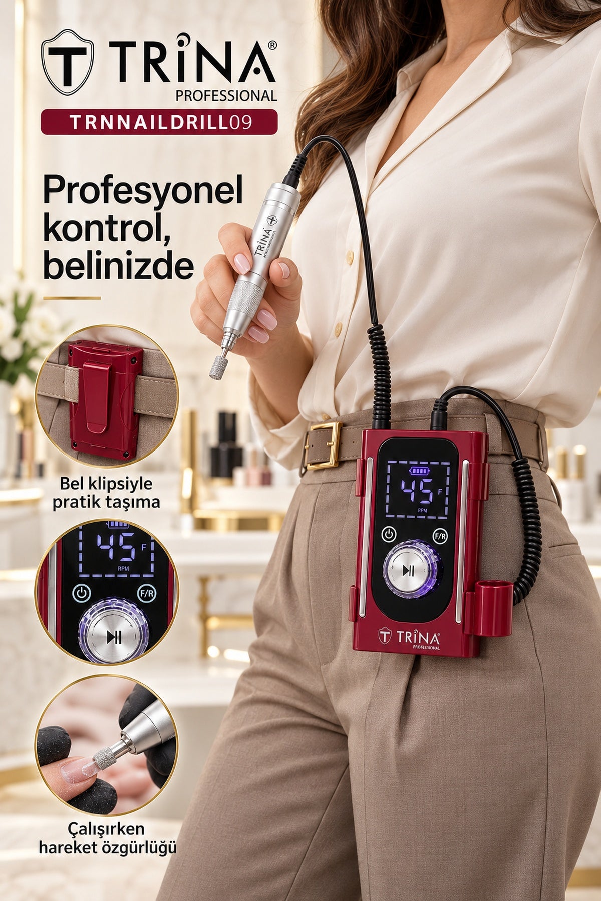 Elektrikli Tırnak Törpü Makinesi Kırmızı