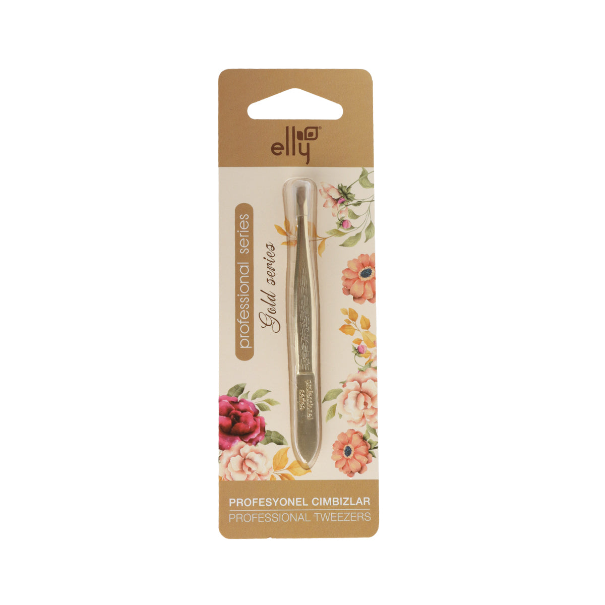 Elly Gold Series Profesyonel Eğimli Cımbız Kaş Alma ve Tüy Temizleme Cımbızı