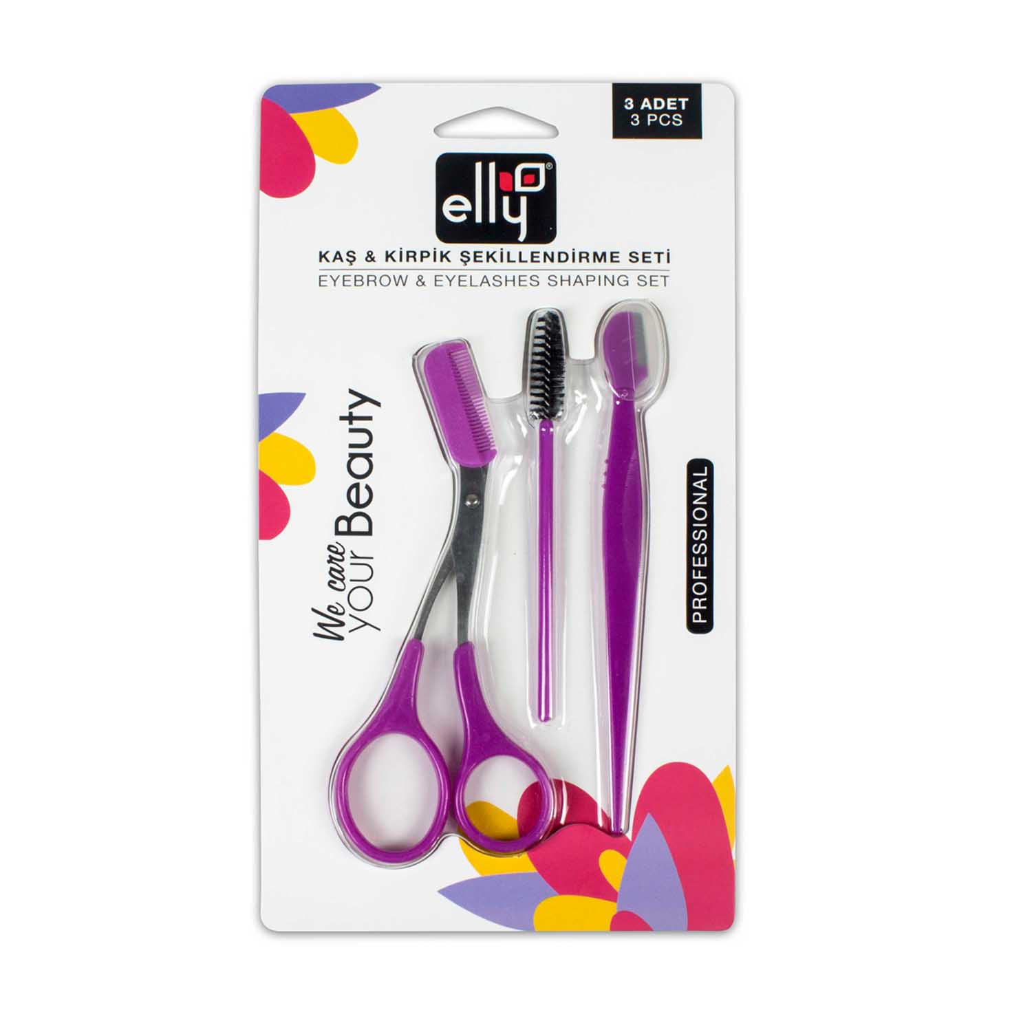 Elly 3'lü Yüz Bakım Seti Makas, Kaş Usturası ve Maskara Fırçası ELLYFACESET05