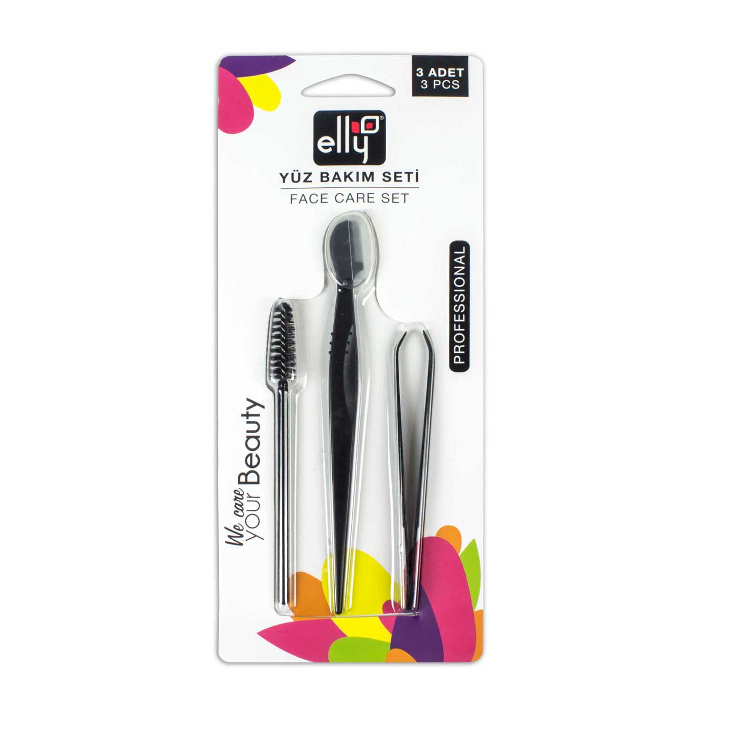 Elly Yüz Bakım Seti Cımbız, Kaş Usturası ve Maskara Fırçası ELLYFACESET03