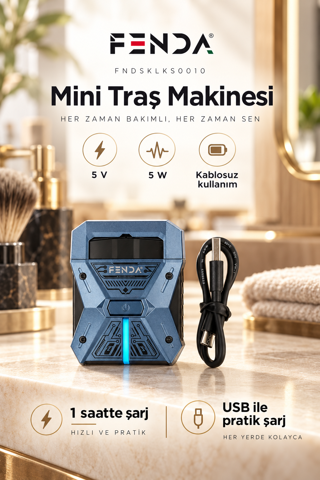 Fenda Kompakt Mini Tıraş Makinesi Lacivert