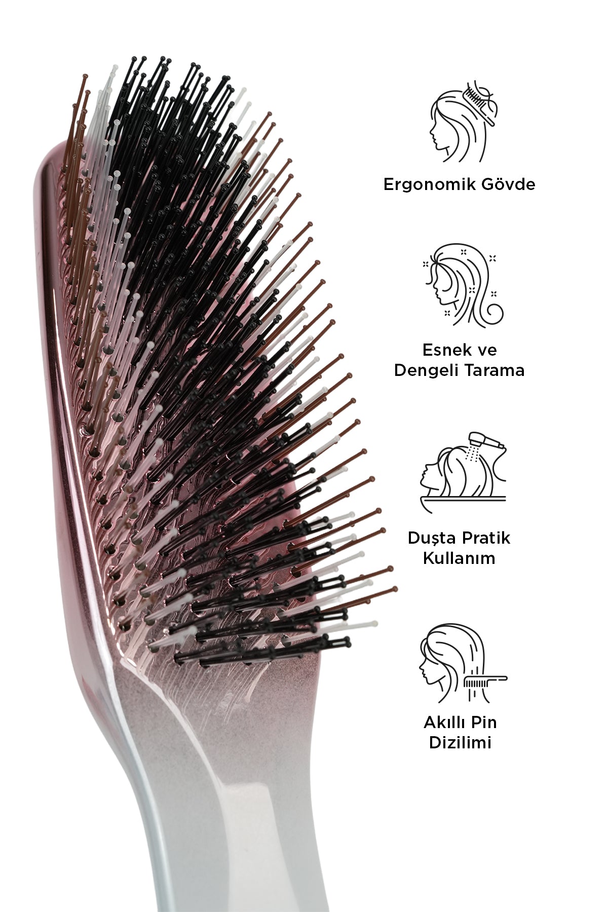 Fenda Profesyonel 4 Pinli Ergonomik Pembe Saç Fırçası FNDFPRO00003PN
