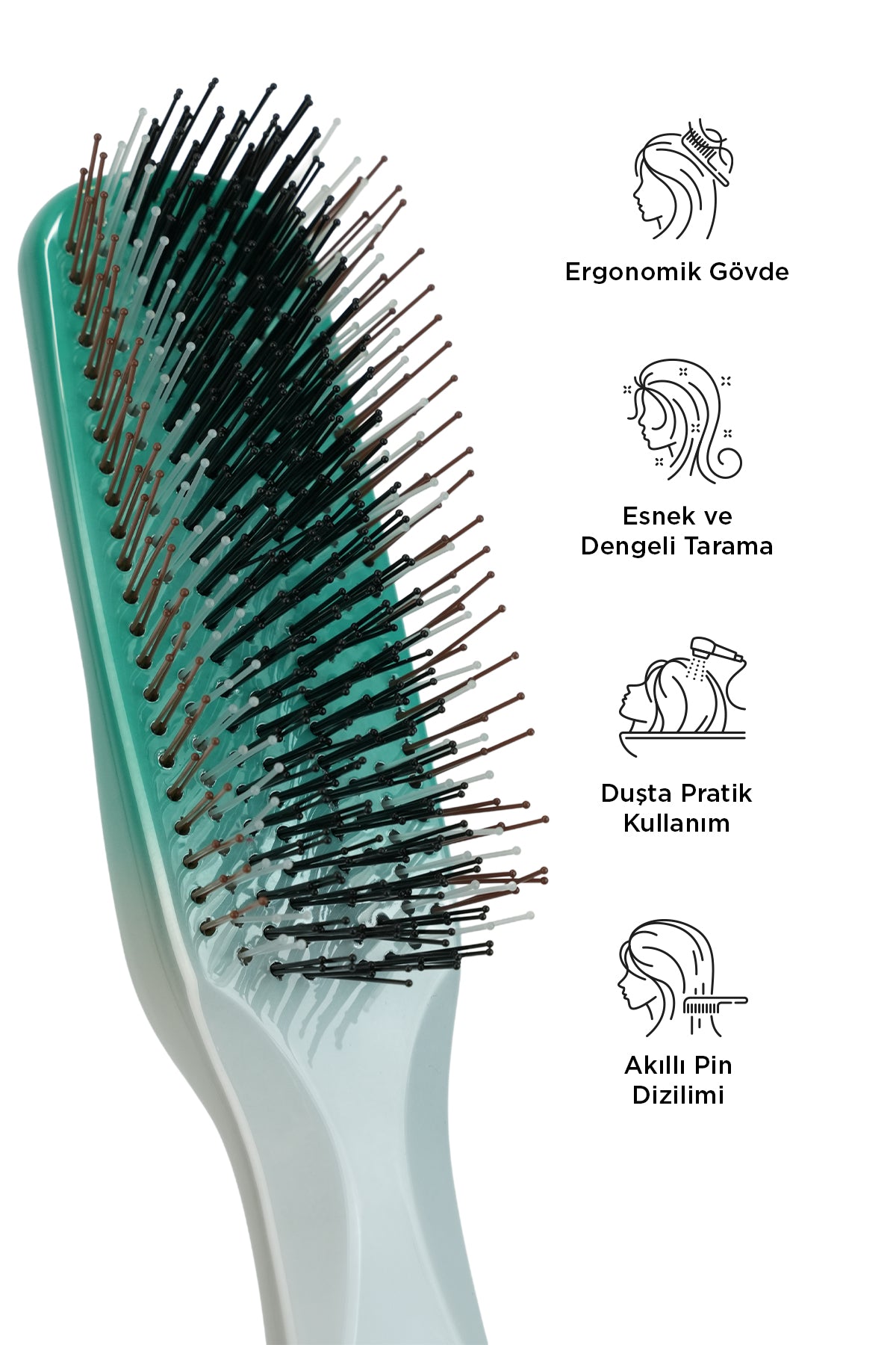 Fenda Profesyonel 4 Pinli Ergonomik Yeşil Saç Fırçası FNDFPRO00003GR