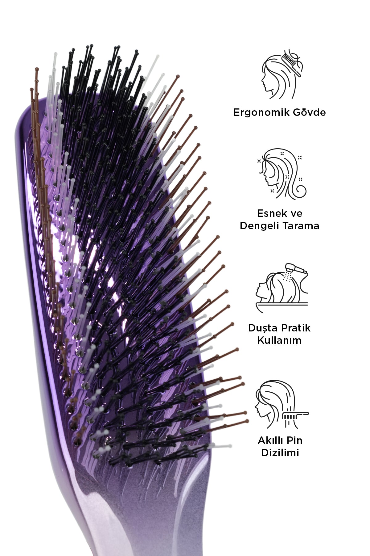 Fenda Profesyonel 4 Pinli Ergonomik Mor Saç Fırçası FNDFPRO00003PR