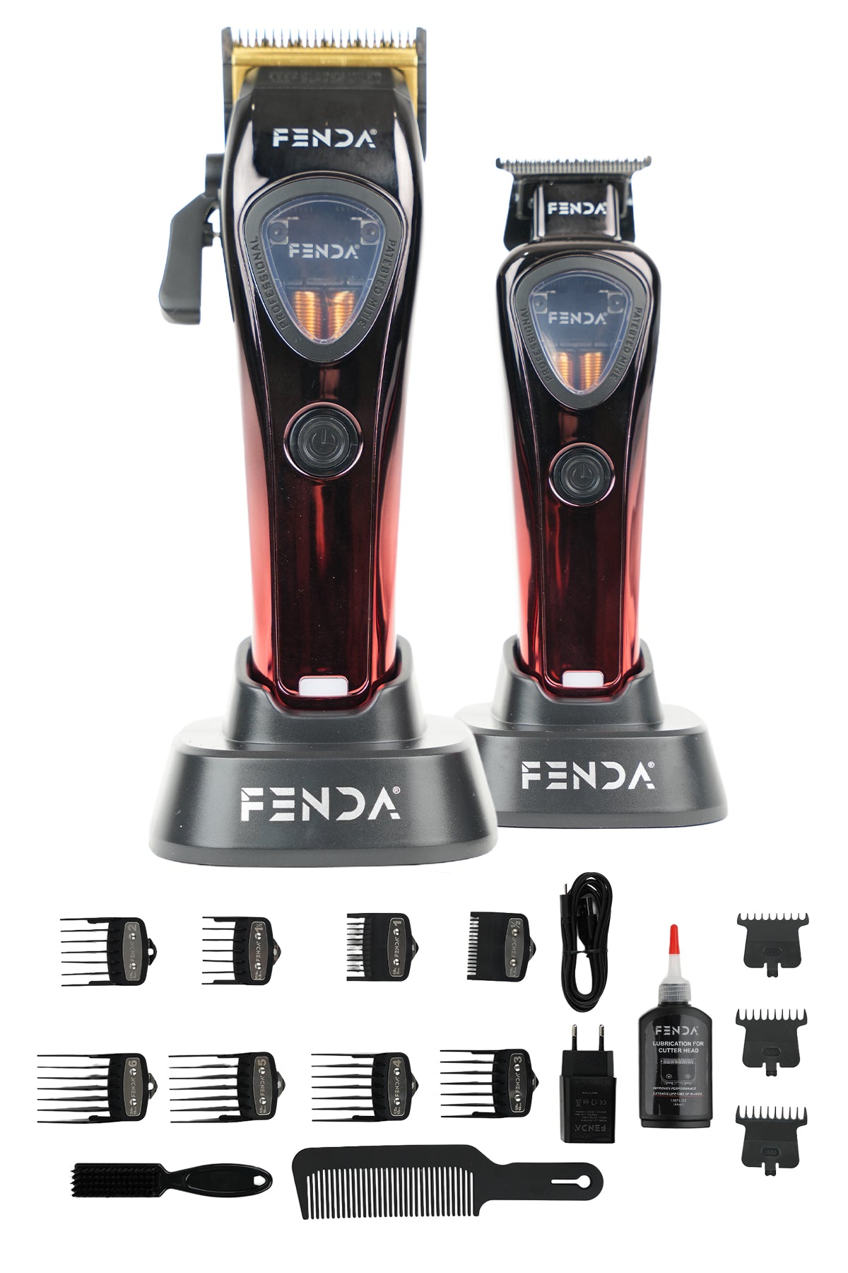 Fenda Profesyonel Berber Seti Kırmızı Saç ve Sakal Kesme Makinesi Seti Şarjlı FNDSACKSSET001RD