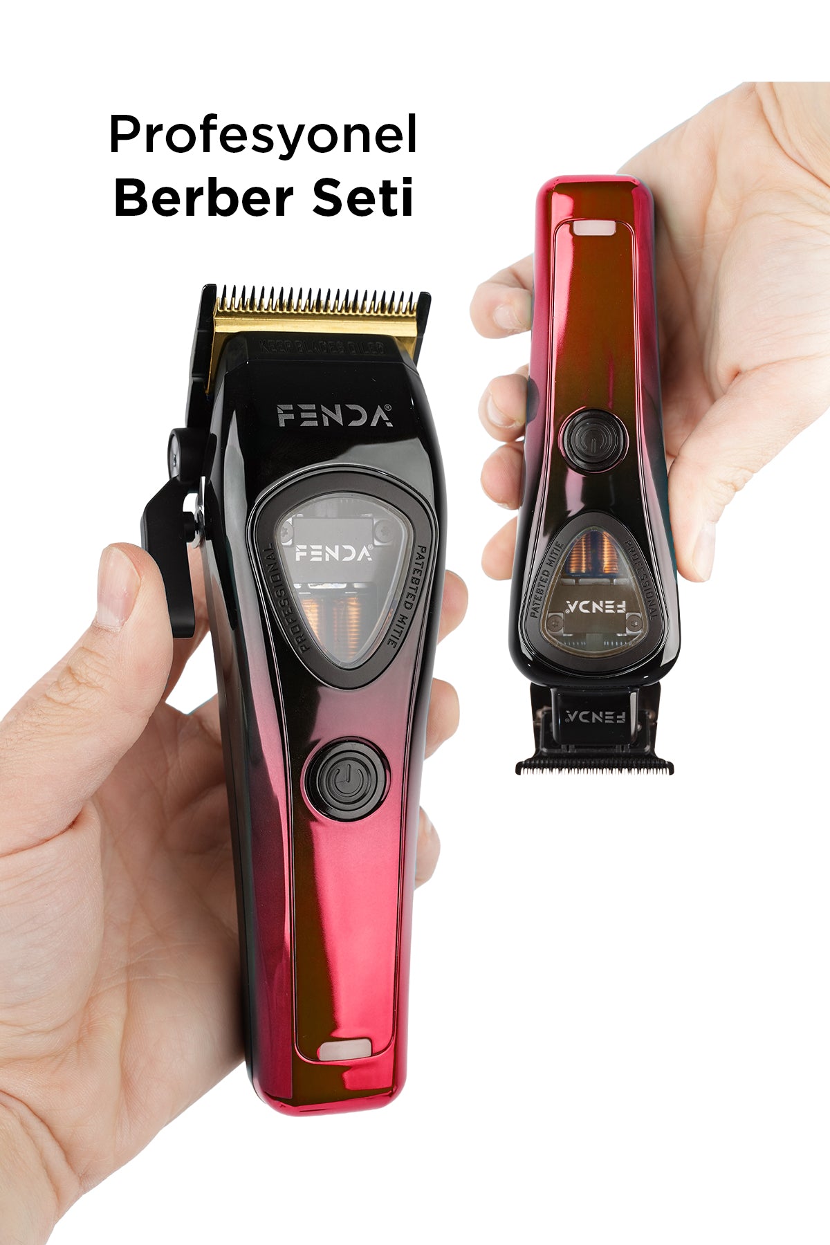 Fenda Profesyonel Berber Seti Kırmızı Saç ve Sakal Kesme Makinesi Seti Şarjlı FNDSACKSSET001RD