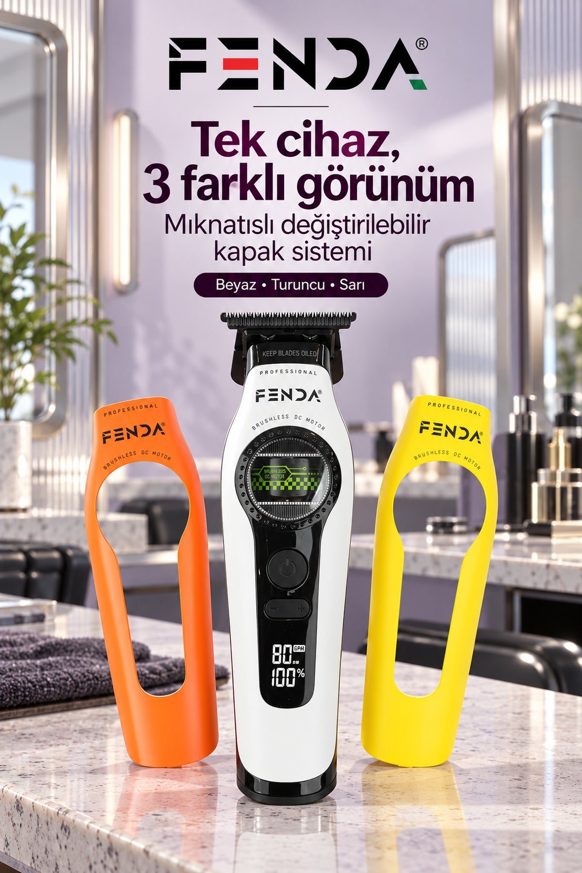 Fenda Profesyonel BLDC Motor 8000 RPM Tıraş Makinesi Beyaz
