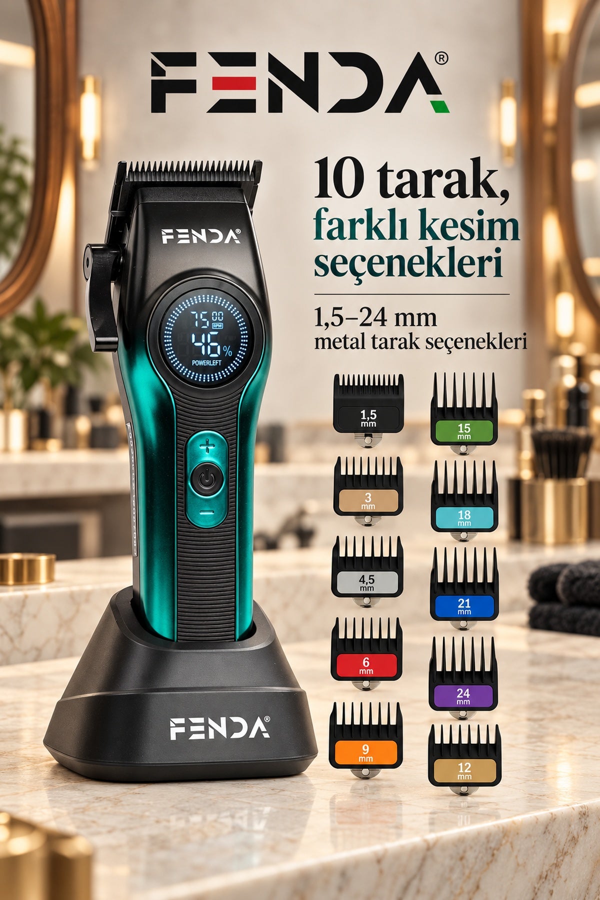 Fenda Profesyonel Saç Kesme Makinesi Turkuaz