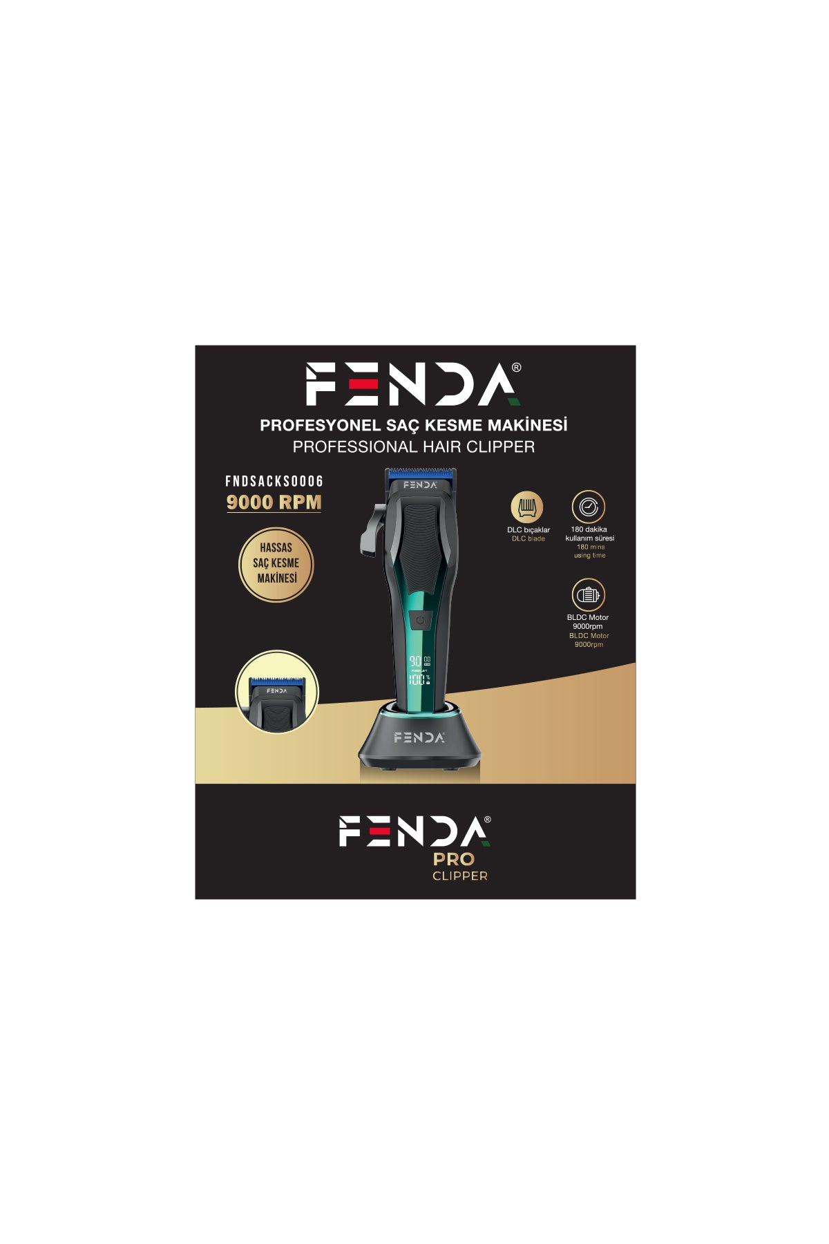Fenda Profesyonel Saç Kesme Makinesi Yeşil FNDSACKS0006GR
