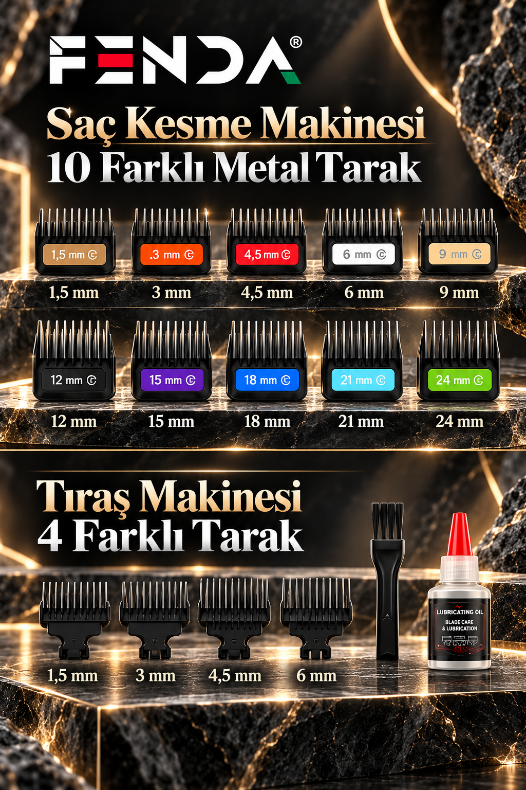 Fenda Profesyonel Şarjlı BLDC Motor 8000 Rpm 2'li Tıraş Makinesi Seti Kırmızı