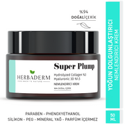 Herbaderm Dolgunlaştırıcı, Kırışıklık Karşıtı Nemlendirici Krem Super Plump Hydrolize Kolajen %3+ Hyaluronik 3d %1.5 %94 Doğal İçerik HERBA701485