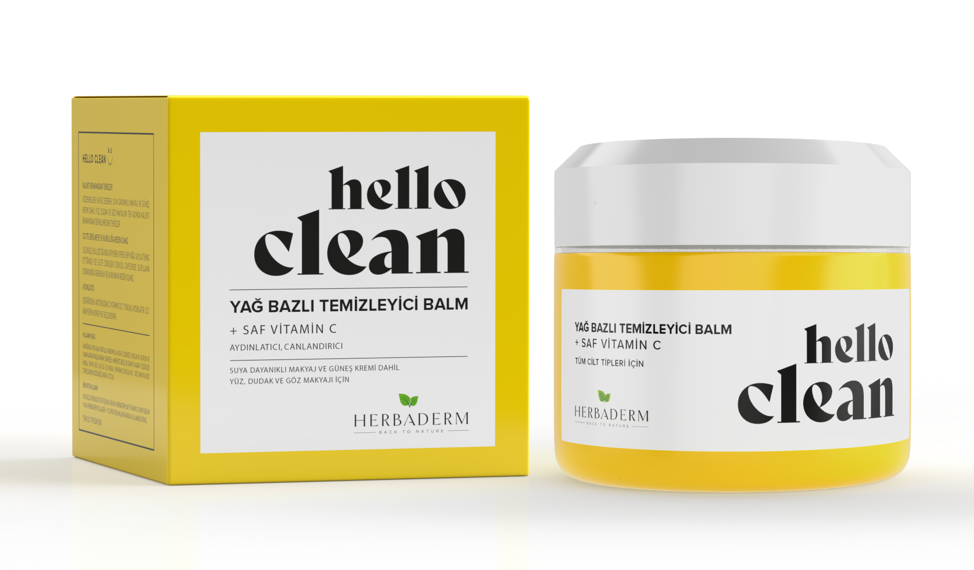 Herbaderm Hello Clean Aydınlatıcı, Canlandırıcı Yağ Bazlı Temizleyici Balm + Saf Vitamin C 100 Ml HERBA701476
