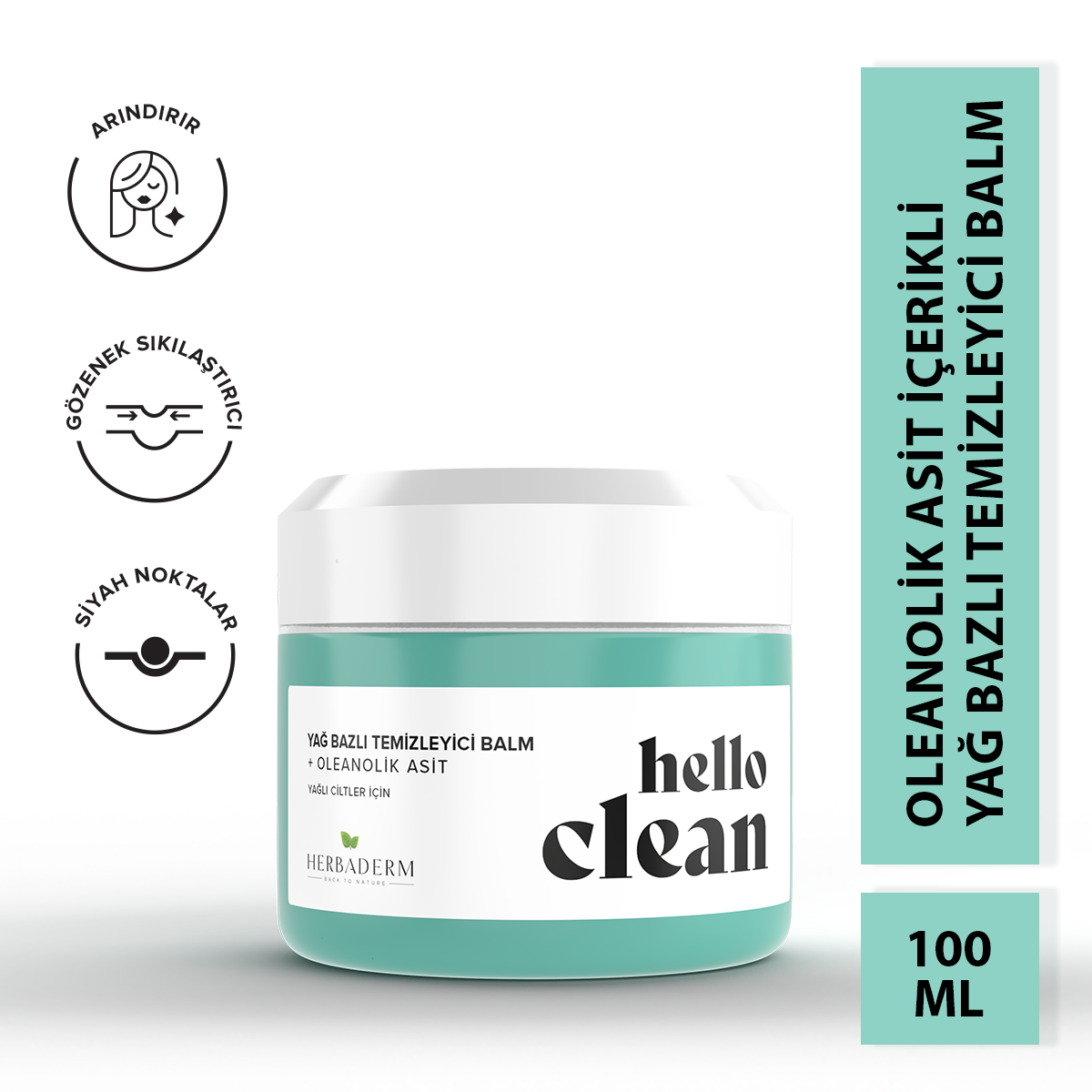 Herbaderm Hello Clean Gözenek Karşıtı Yağ Bazlı Temizleyici Balm + Oleanolik Asit 100 Ml HERBA701477