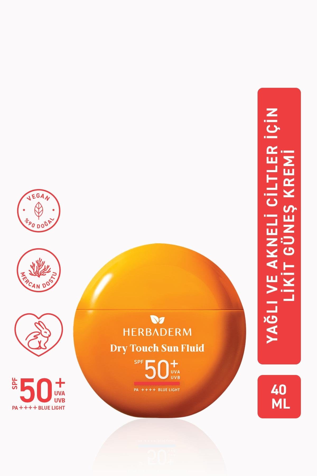 Herbaderm Likit Güneş Kremi Spf 50+ Akne Karşıtı, Hibrit Formül 40 Ml HERBA701508