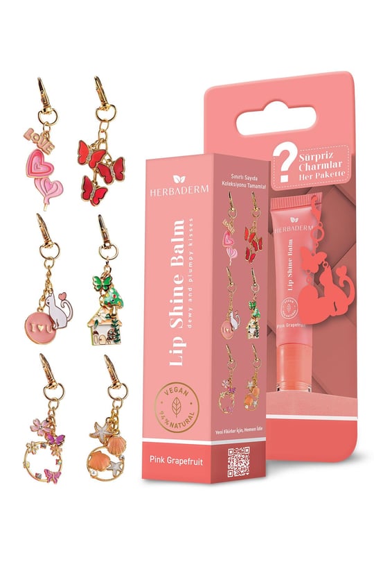 Herbaderm Parlatıcı, Dolgunlaştırıcı, Onarıcı Renkli Dudak Balmı, Greyfurt Aromalı 10 Ml Pembe HERBA701519