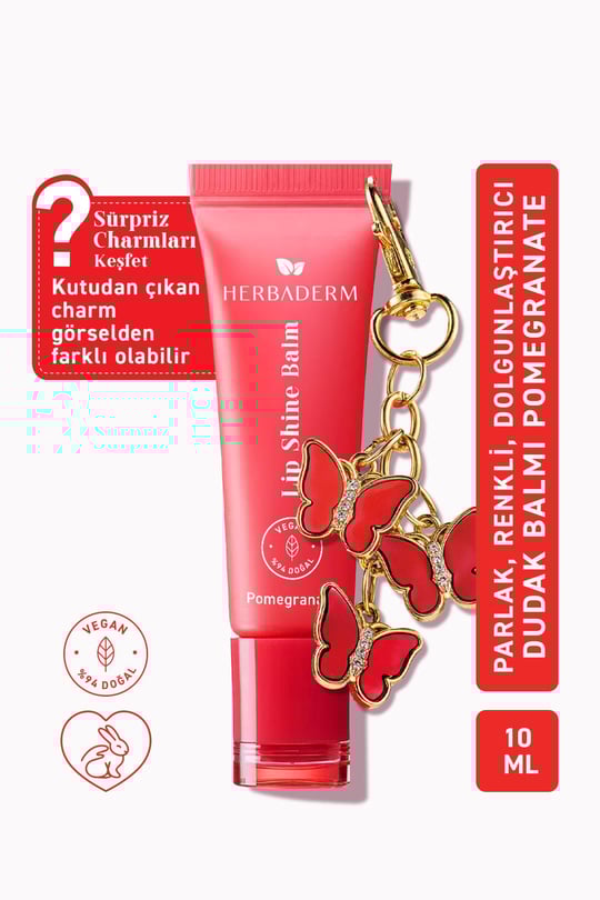 Herbaderm Parlatıcı, Dolgunlaştırıcı, Onarıcı Renkli Dudak Balmı, Nar Aromalı 10 Ml HERBA701520