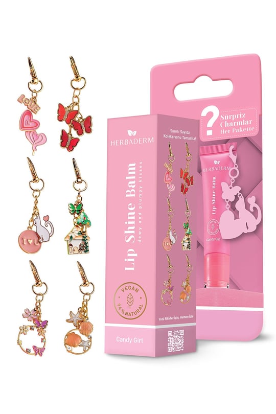 Herbaderm Parlatıcı, Dolgunlaştırıcı, Onarıcı Vegan Dudak Balmı, Tatlı Şeker Aromalı 10 Ml HERBA701516