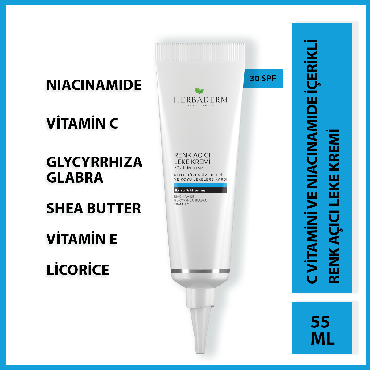 Herbaderm Renk Açıcı Leke Kremi Yüz İçin (30 Spf) 55 Ml HERBA700057