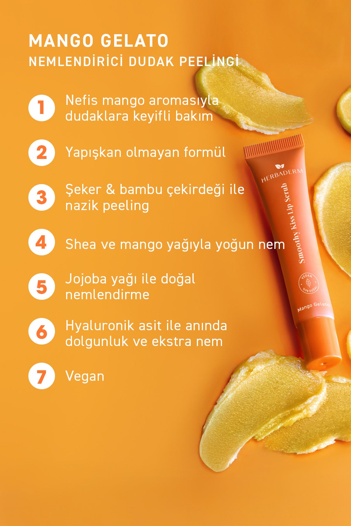 HERBADERM SMOOTHY KISS LIP SERUB MANGO GELATO
