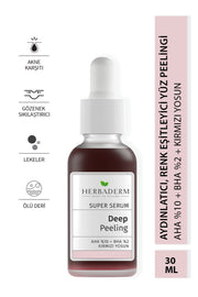 Herbaderm Süper Serum Aydınlatıcı, Renk Eşitleyici Peeling Aha %10 + Bha %2 + Yosun %91 Doğal İçerik 30 Ml Kırmızı HERBA701482
