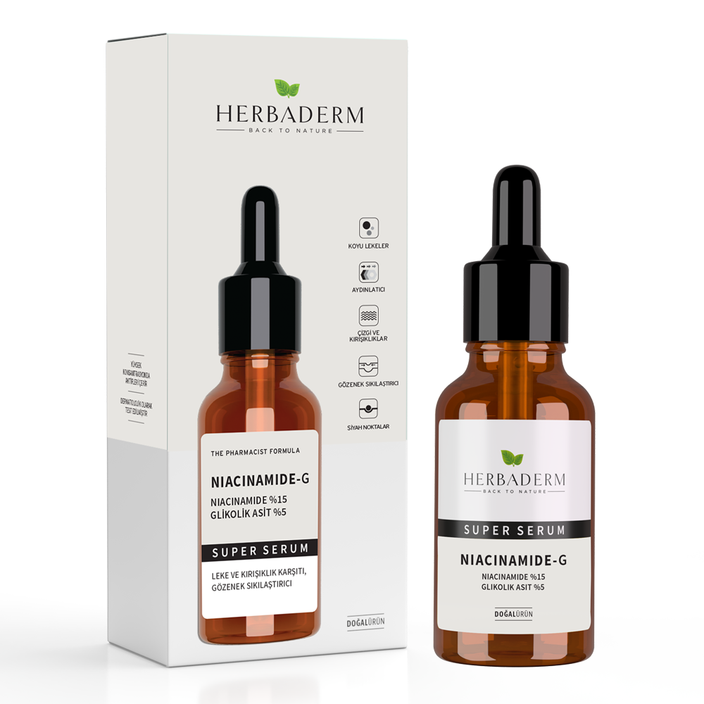 Herbaderm Süper Serum (niacinamide %15 + Glikolik Asit %5) Leke, Kırışıklık Ve Sivilce Karşıtı 30 Ml HERBA701474