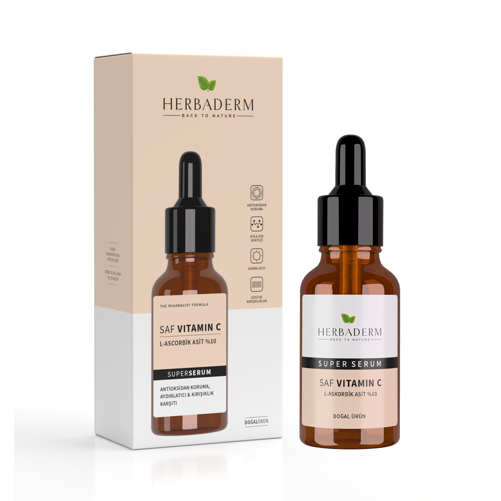 Herbaderm Süper Serum (saf Vitamin C L-askorbik Asit %10) Aydınlatıcı 30 Ml HERBA701454