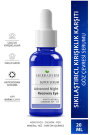 Herbaderm Süper Serum Sıkılaştırıcı, Kırışıklık Karşıtı, Aydınlatıcı Yoğun Onarıcı Göz Çevresi Gece Serumu 20 Ml Phyto-retinol ( Bakuchiol ) + Ceramide Np + Hyaluronik Asit %99 Doğal İçerik 20 Ml HERBA701491